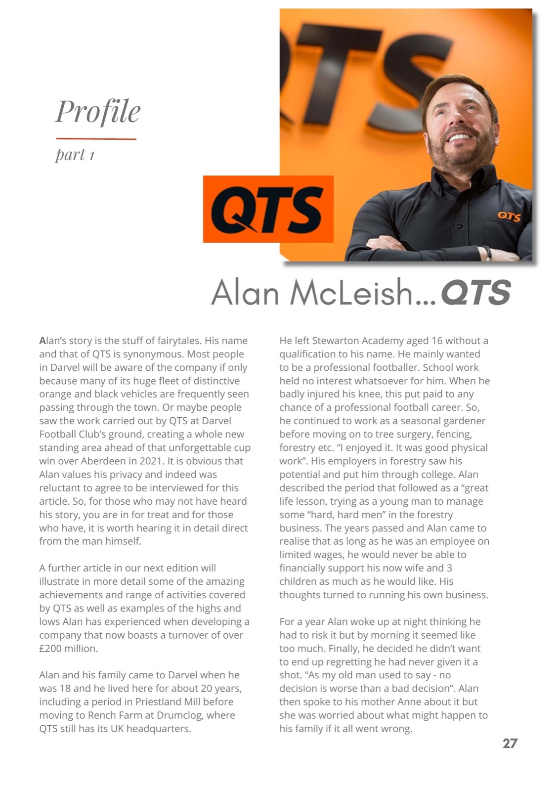 Alan McLeish featured in the Darvel Bulletin