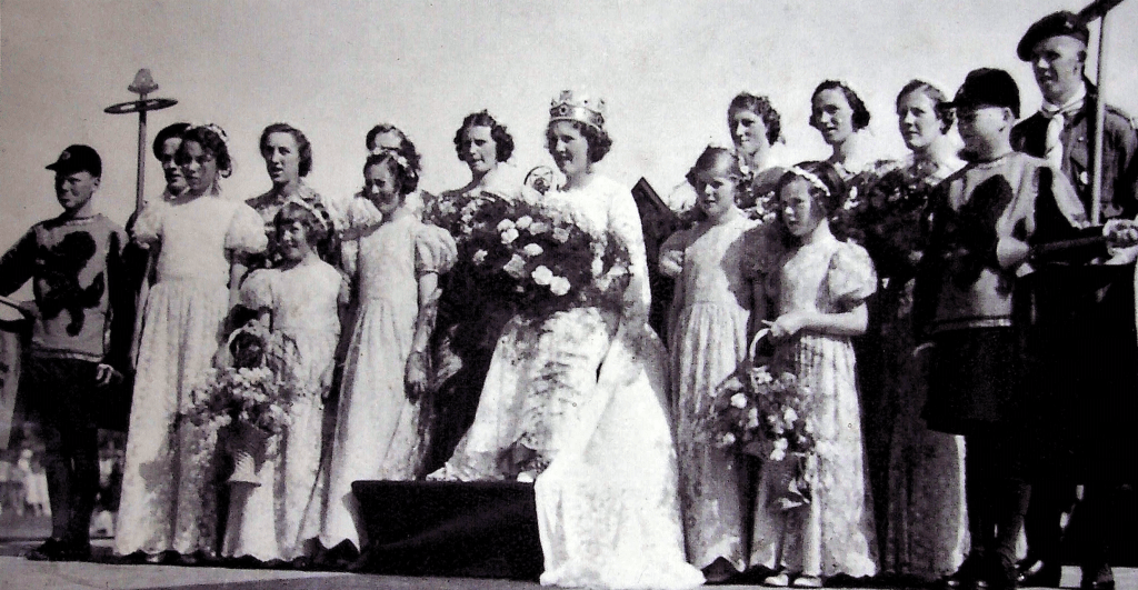 Margaret Dykes and her party at the 1937 Lace Queen ceremony