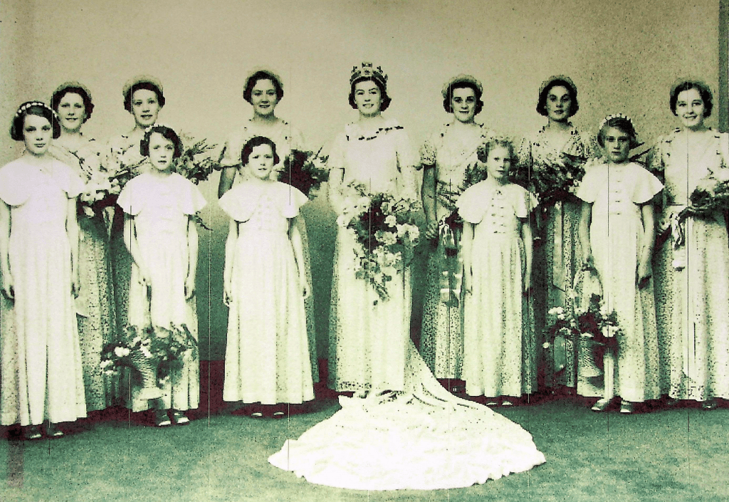 Mary Thomson and her party at the 1938 Lace Queen ceremony