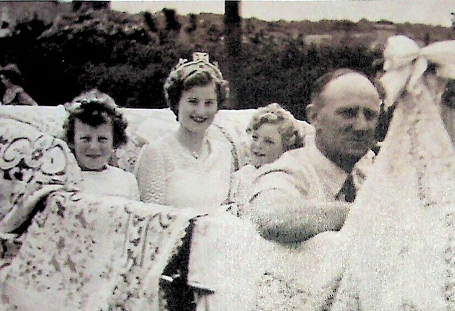 Alice Auld travelling by car during the 1950 celebration