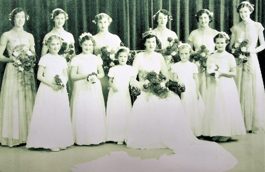 Jean Murdoch and her party at Darvel's final Lace Queen ceremony in 1953