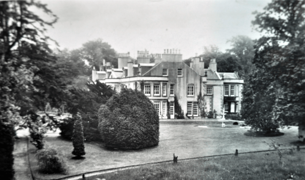Historic view of Lanfine House and its gardens